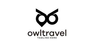 logo design combination of pin and owl, travel, tour, direction, map, logo design template, icon, , symbol, creative, idea. vector