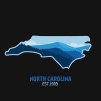 North Carolina State with mountain and forest scenery perfect for print, apparel, sticker, etc vector