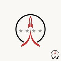 Logo design graphic concept creative abstract premium stock fast up astronaut rocket simple smoke circle emblem. Related to technology space vector