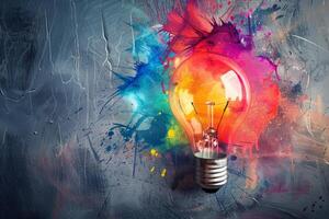 Vibrant light bulb symbolizes the idea of creativity photo