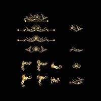 Golden calligraphic design elements on black background. vector