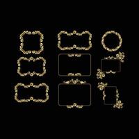 Golden calligraphic design elements on black background. vector