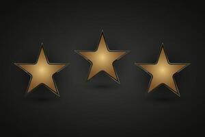 Set of three Luxury stars with gold stoke around it used for high level and 3 premium value stars concepts, illustration design vector