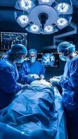 Surgeons operating on a patient in a modern operating room photo