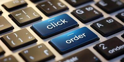 Click and order keys showing online shopping and e commerce photo