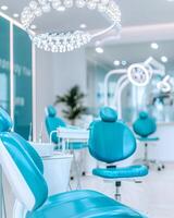 Modern dental clinic interior design with chair and lamp photo