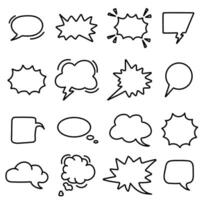 Charcoal pen line speech bubbles. Various talk and dialog balloon shapes. chalk graphic elements vector