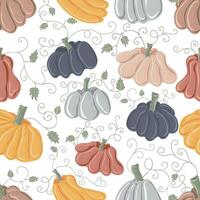 Seamless pattern with colorful pumpkins. Autumn design. Thanksgiving and harvest concept. Modern print for fabric, textiles, wrapping paper vector