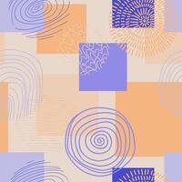 Creative seamless pattern with squares, circles and textures. Modern geometric print in pastel colors. Great for textile, fabric, wallpaper, wrapping, scrapbook and packaging vector