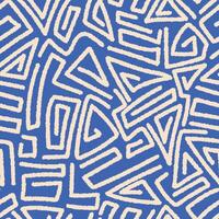 Abstract geometric seamless pattern with textured lines. Repeated ethnic motif. Great for textile, fabric, wallpaper, wrapping, scrapbook and packaging vector