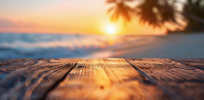 Refreshing Drink at Sunset on the Beach With Palm Trees in the Background photo