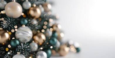Decorated Christmas Tree With Ornaments in Cozy Indoor Setting photo