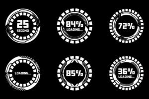 HUD Futuristic Circular Loading Icons and Progress Indicators Elements Set vector