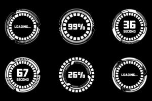 Futuristic Circular Loading Screens Interface. High Tech Progress Indicators Loading HUD Elements vector