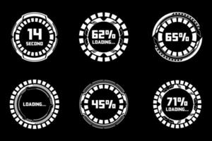 Set of HUD Futuristic Circular Loading Progress Indicators Elements vector