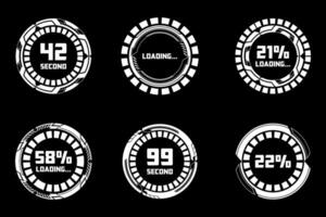 HUD Futuristic Interface Loading Screen Elements. Sci-Fi Circular Progress Indicators vector