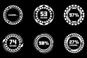 Futuristic Loading Circle Interface Elements. Cyberpunk HUD Progress Indicators vector