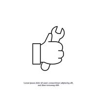 wrench and hand thin outline icon design good for web or mobile app vector