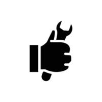 wrench and hand solid icon design good for web or mobile app vector