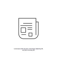 news paper thin outline icon design good for web or mobile app vector