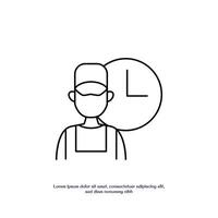 engineer service time thin outline icon design good for web or mobile app vector