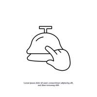 hand pushing bell thin outline icon design good for web or mobile app vector