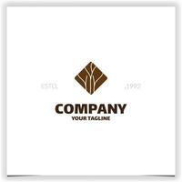 Abstract tree branch in square logo design template vector