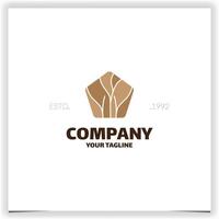 Abstract tree branch in pentagon logo design template vector