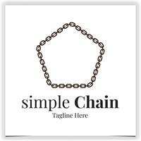 pentagonal frame chain logo template design vector
