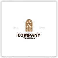 Abstract tree branch in door leaf logo design template vector