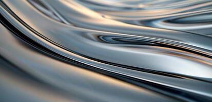 Reflection on Smooth Silver Surface With Flowing Lines photo