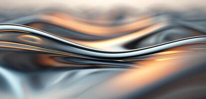 Reflection on Smooth Silver Surface With Flowing Lines photo