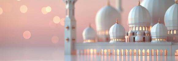 Intricate Architecture of a Mosque at Sunset With Soft Bokeh Background photo