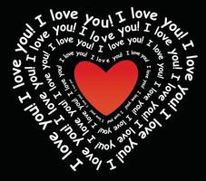 I love you in the form of heart on a black background vector