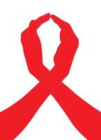 AIDS Awareness Ribbon from the hands of on a white background vector