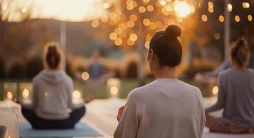 Sunset Yoga Session in a Tranquil Outdoor Space photo