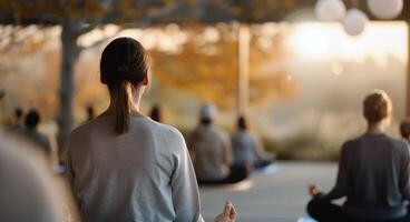 Sunset Yoga Session in a Tranquil Outdoor Space photo
