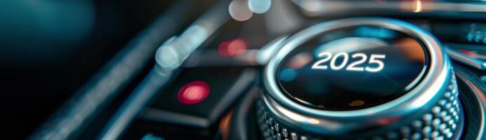 Close-Up of Car Dashboard Control Displaying Year 2025 photo