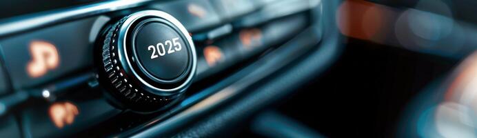 Close-Up of Car Dashboard Control Displaying Year 2025 photo