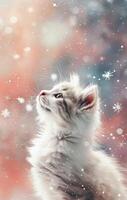 Majestic Cat Profile With Artistic Color Splash Effect in Soft Pastel Shades photo