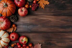Autumnal Produce on Wooden Table photo