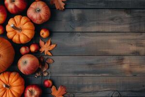 Autumnal Produce on Wooden Table photo