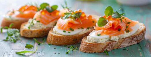 Smoked Salmon and Caviar Toast With Egg photo