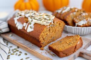 Pumpkin Bread Slices With Butter photo
