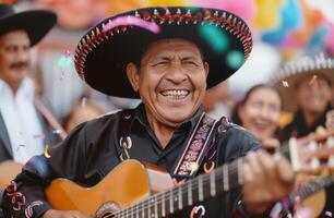 Man in Sombrero Smiling at Celebration photo