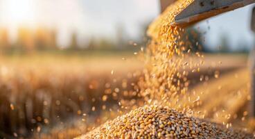 Grain Pouring Into a Pile in a Field photo
