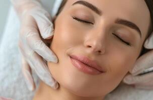 Woman Receiving Forehead Injection photo