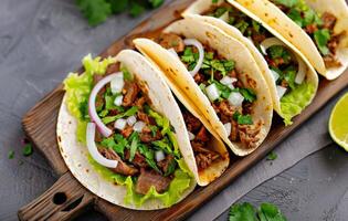 Beef Tacos With Onions and Cilantro photo