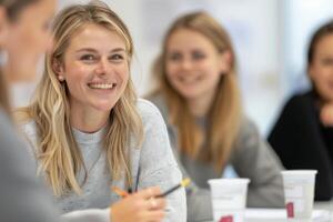 Woman Smiling In Office Setting photo