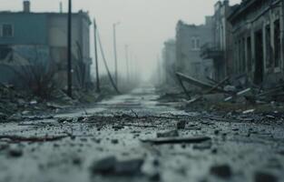 Desolate City Street After Disaster photo